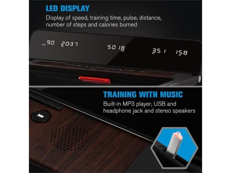 Capital sports outrin 2xc tapis de course 1-12 km/h écran led design bois – Image 5