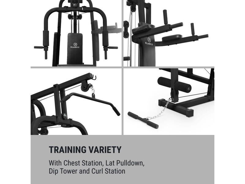 Klarfit ultimate gym 9000 station de musculation a charge guidee multifonction plus de 100 excercises noir DRUCO SHOP
