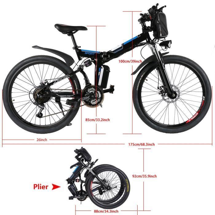 Vélo électrique montagne pliable 26” -batterie Lithium Ion 36V 8AH -7 vitesse -kilométrage 40KM -EU prise – Image 2